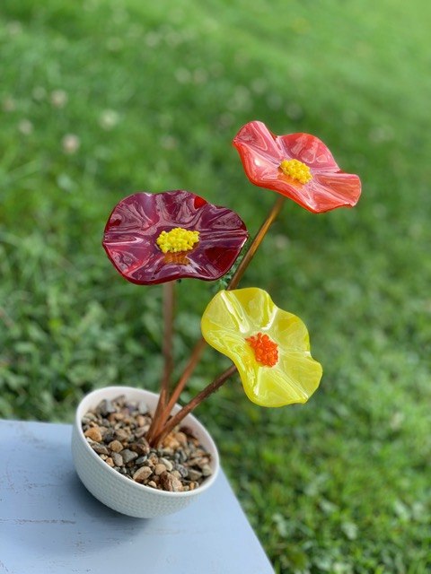 Potted Stem Floral Arrangement by SiOX Glass